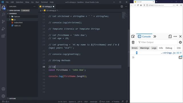 JavaScript Tutorial | Strings and String Methods | Part 5