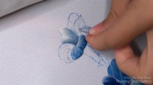 Hand Embroidery Art - KIT01 "Blue Wildflower" Embroidery Design - Tutorial KIT Embroidery