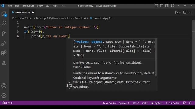 Practice Python : Basic Exercises for Beginners # 004 - even or odd