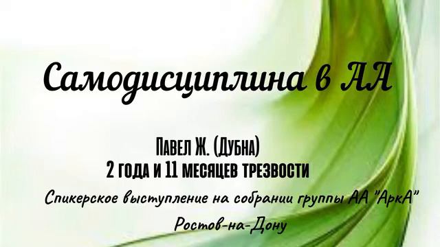 Самодисциплина в АА. Павел Ж. (г. Дубна) Трезвый 2 года и 11месяцев. Спикерское выступление на "Арк смотреть онлайн