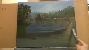 Как Акрилом  рисовать деревья,траву, озеро. Лессировка. How to paint Trees, Lake, Grass in acrylic