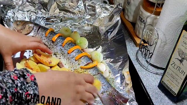 ?Рыба в фольге с овощами.?пп рецепт . غذای سالم ماهی در فر ?