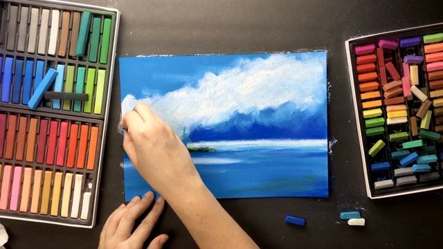 ПЕЙЗАЖ ПАСТЕЛЬЮ • Как рисовать сухой пастелью • Как нарисовать воду • Как нарисовать небо пастелью смотреть онлайн