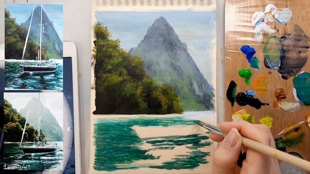 Яхта акрилом (гуашью) смотреть онлайн