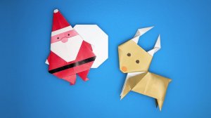 НОВОГОДНИЕ ОРИГАМИ из бумаги / Оригами САНТА и ОЛЕНЬ