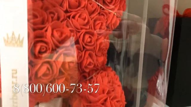 Обзор, Красный Мишка из роз 40 см | Отличное качество сборки!
