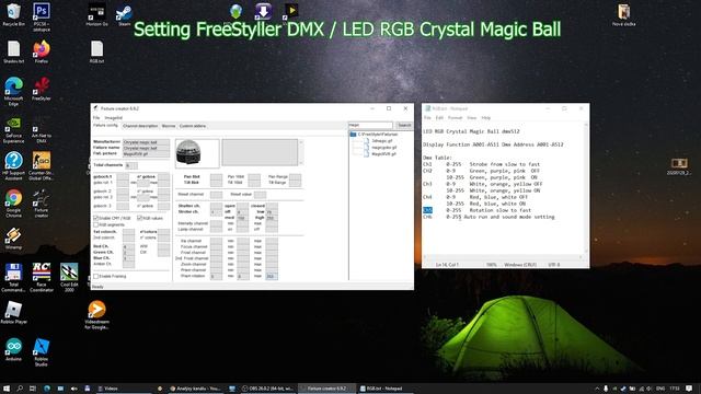 Tutorial Install Interface usb dmx 512 uDMX, FreeStyler DMX setting, LED RGB Crystal Magic Ball