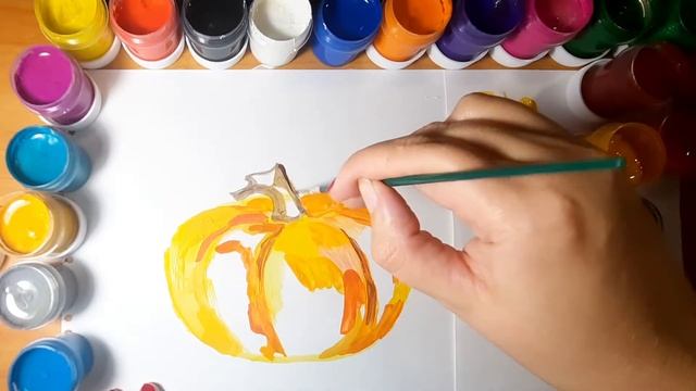Как рисовать тыкву. Гуашь. смотреть онлайн