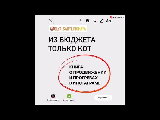 #Аудионовинка| Оля Сабылинская «Из бюджета только кот. Книга о продвижении и прогревах в инстаграме»