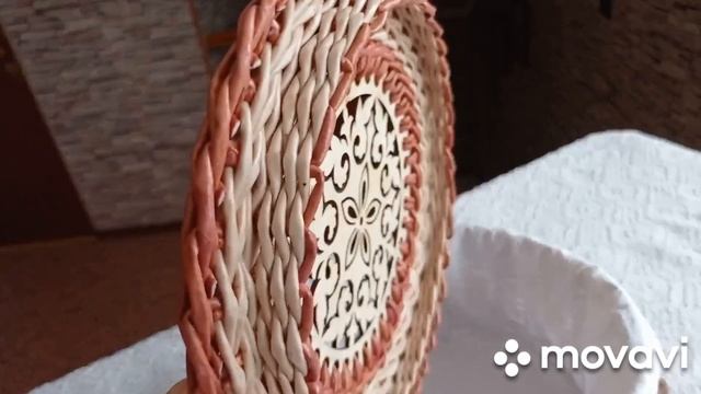 Плетение из бумажной лозы/хлебница с крышкой/крышка с бортиком/ручная работа