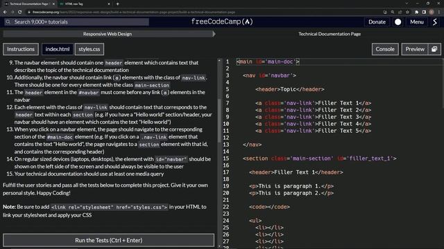 Learn HTML & CSS | FreeCodeCamp Build a Technical Documentation Page: Step 13
