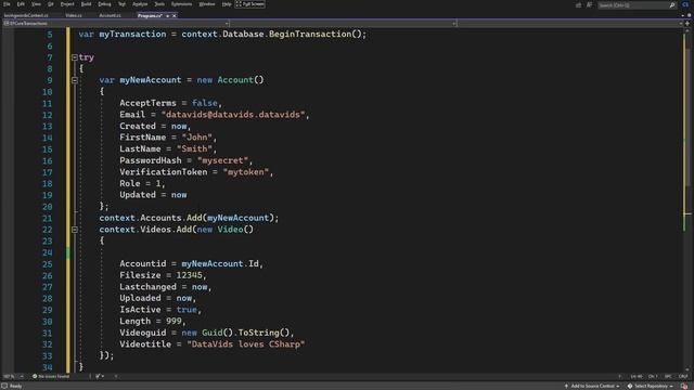 Transactions in EFCore 6 (Entity Framework DotNet 6), CSharp Examples