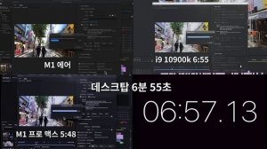 맥북 프로 M1 맥스 vs i9 오버클럭 데스크탑 프리미어 비교 macbook pro m1 max vs i9 10900k Premiere Pr