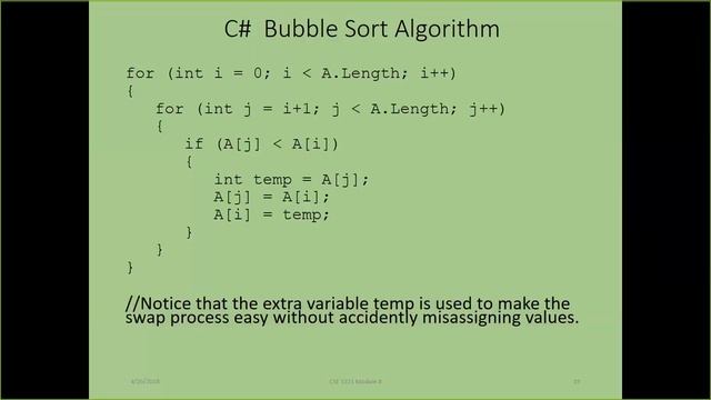 CSE1322S03L04 Review of Searching and Sorting Algorithms with Pseudocode Java Program
