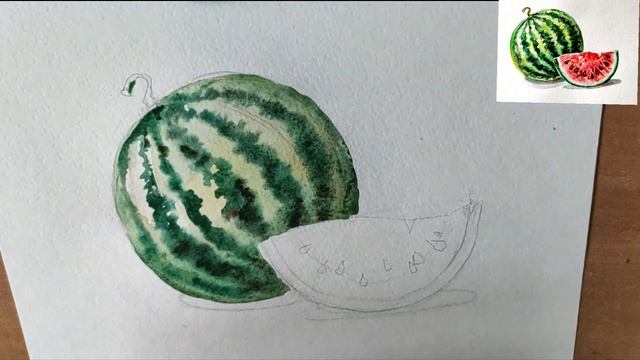 Как нарисовать арбуз акварелью. Мастер-класс // Short watercolor painting tutorial:watermelon смотреть онлайн