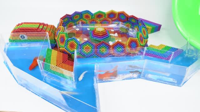 Соберите удивительную модель черепахи и аквариум с рыбками из магнитных шариков смотреть онлайн