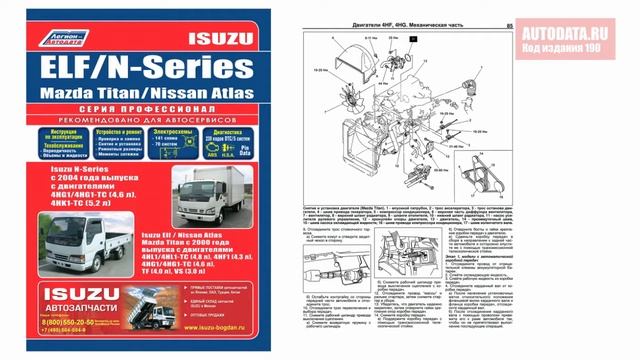 Руководство по ремонту Isuzu Elf, N-Series, Mazda Titan, Nissan Atlas c 2000 дизель