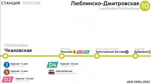 ИНФОРМАТОР  ЛЮБЛИНСКО-ДМИТРОВСКАЯ ЛИНИЯ 10-ФИЗТЕХ-ЗЯБЛИКОВО путь1