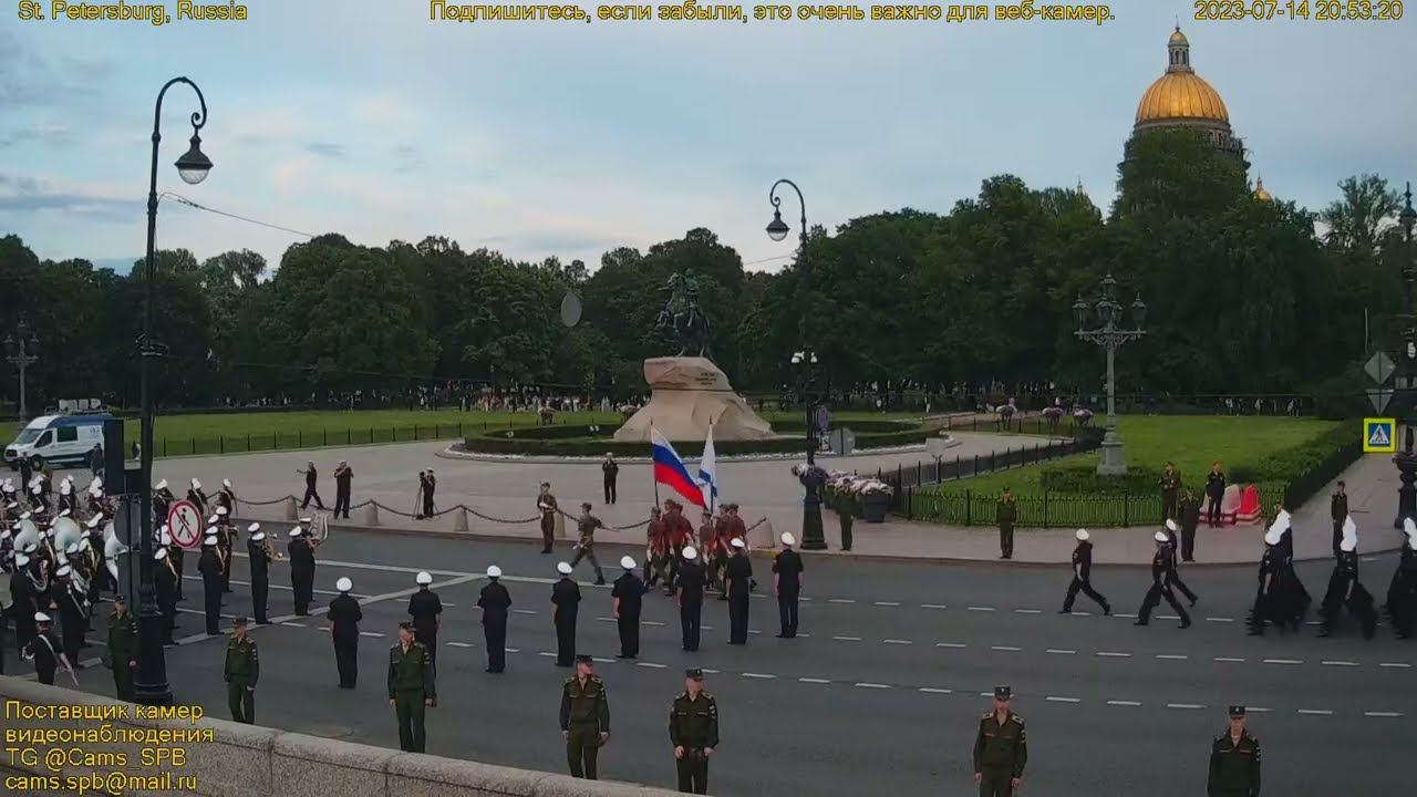Первая репетиция сухопутной части парада ВМФ в Санкт-Петербурге. День ВМФ отметят 30 июля 2023 смотреть онлайн