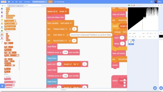 Quicksort Algorithm on Scratch 3.0
