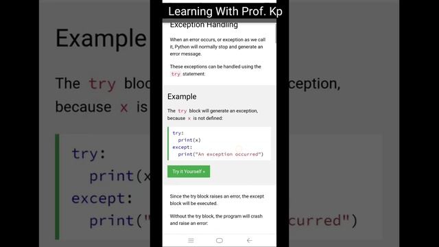 #PythonTutorial #exception l Exception Handling in python part 1 By Prof. Kp