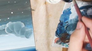 Урок, Рисуем ночное небо, часть 3, Луна и лес, irishkalia