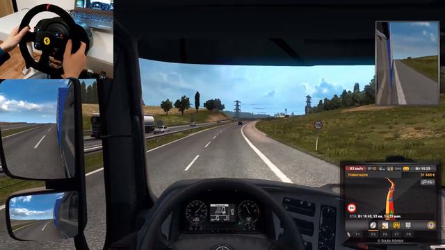 ETS 2 на Mersedes, везу удобрения. Thrustmaster с педалями. Быстрый рейс на фуре по Европе.