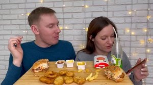 МУКБАНГ БУРГЕР КИНГ Воппер луковые кольца пирожок картошка фри  MUKBANG BURGER KING наггетсы