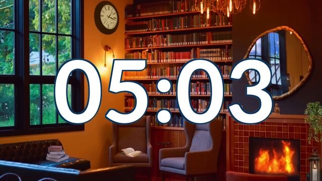 10 MINUTE TIMER - 10 MINUTE COUNTDOWN - Cosy Reading Nook with Crackling Fire, Ticking Clock смотреть онлайн