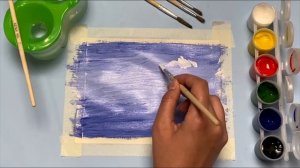РИСУЕМ НЕБО ГУАШЬЮ