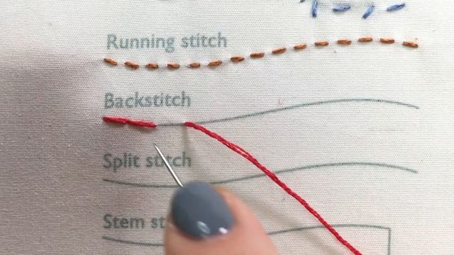 Backstitch - How to quick video tutorial - hand embroidery stitches for beginners