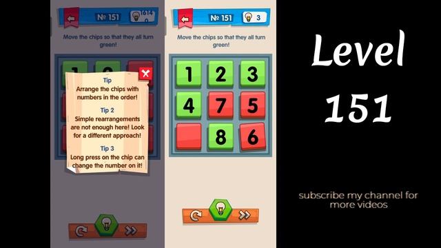IQ Boost Level 151 Move the chips so that they all turn green!