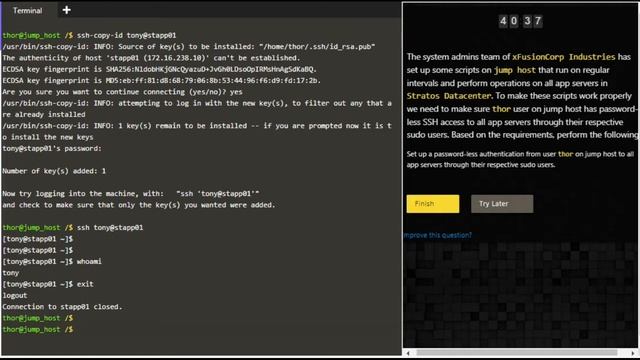 Linux SSH Authentication KodeKloud Engineer Task Success смотреть онлайн