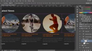 photoshop web design   latest news list design, round thumbnails 720p