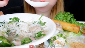 PHO / FRESH SHRIMP SPRING ROLL / EGG ROLL Mukbang VIETNAMESE FOOD Eating sounds *Slurping