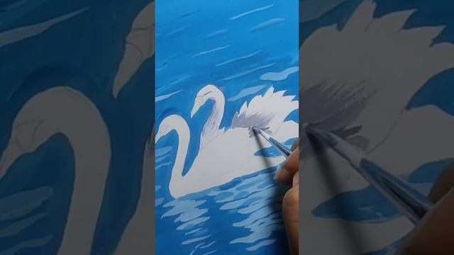 beautiful swan painting tutorial/easy poster colour painting#shortvideo #shortsfeed #paintwithgunja