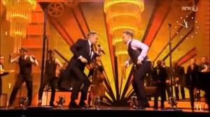 Robbie Williams & Olly Murs with "I Wanna Be Like You" Royal Variety 2013, London