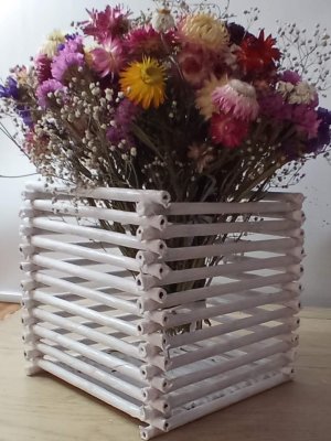 МК. Кашпо "Квадрат" из бумажной лозы. #195