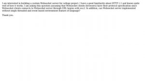 Software Engineering: Websocket protocol server development