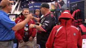 Dave Mercer, Mike McClelland, discuss water safety, Mustang Survival