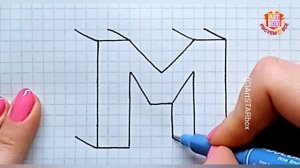 3Д буква "М" по клеточкам ?Drawing 3D letter M super fast
