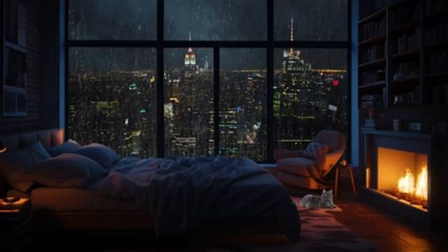 Mergulhe em uma noite tranquila e Chuvosa, cercada por Barulho de chuva forte e trovão na Janela смотреть онлайн