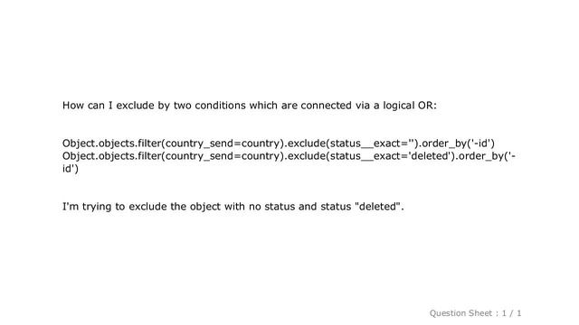 MySQL : Exclude two conditions in query via Django ORM смотреть онлайн