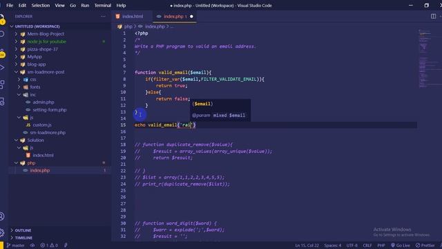 PHP - Exercises, Practice, Solution [ 14 ] valid email check