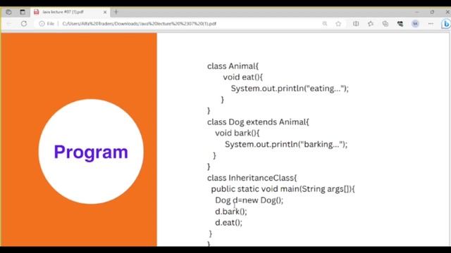 Oop tutorial in java | Single level inheritance in java with example