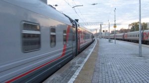 Отправление ЧС7-158 с поездом№008Е Москва-Пермь с Ярославского вокзала Москвы 30.10.2018