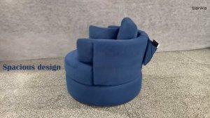 Add Modern Style and Comfort to Your Space with the Blue Swivel Accent Barrel Sofa Lounge Club Chai