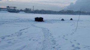 Зимняя рыбалка. Палатка куб. Печка пошехонка. Готовим еду.