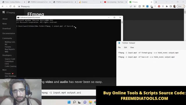 FFMPEG Command to Convert Colored Video to Black & White Using Hue & Grayscale Filter in Terminal смотреть онлайн