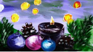 Рисуем новогоднюю свечу. Новогодний натюрморт гуашью. Рисуем новогоднее настроение.